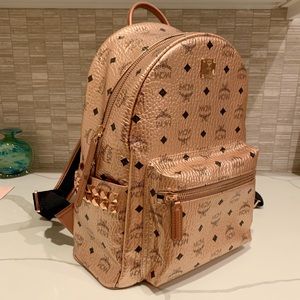 MCM Stark Side Studs Backpack in Champagne Gold